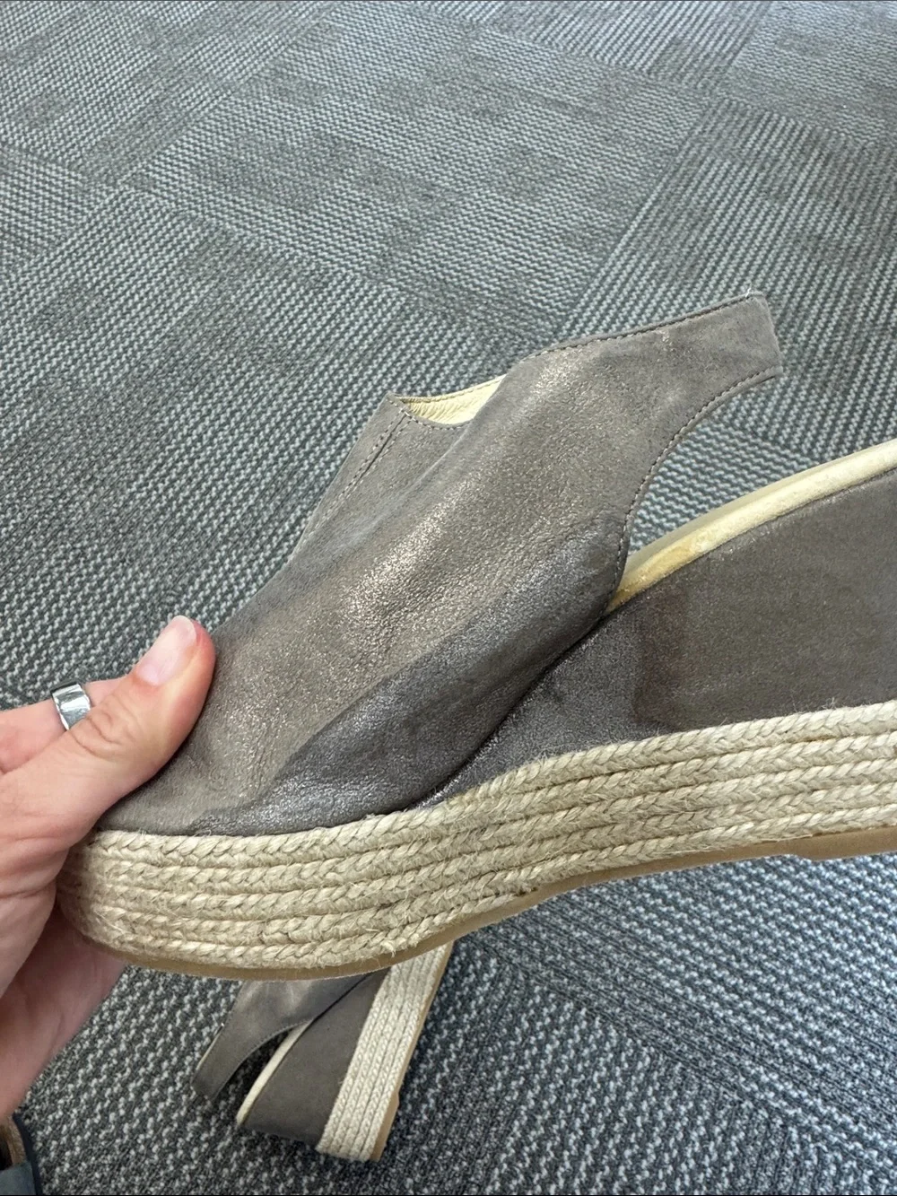 Cordani Stacked Sole Wedge in Metallic Leather, size 38